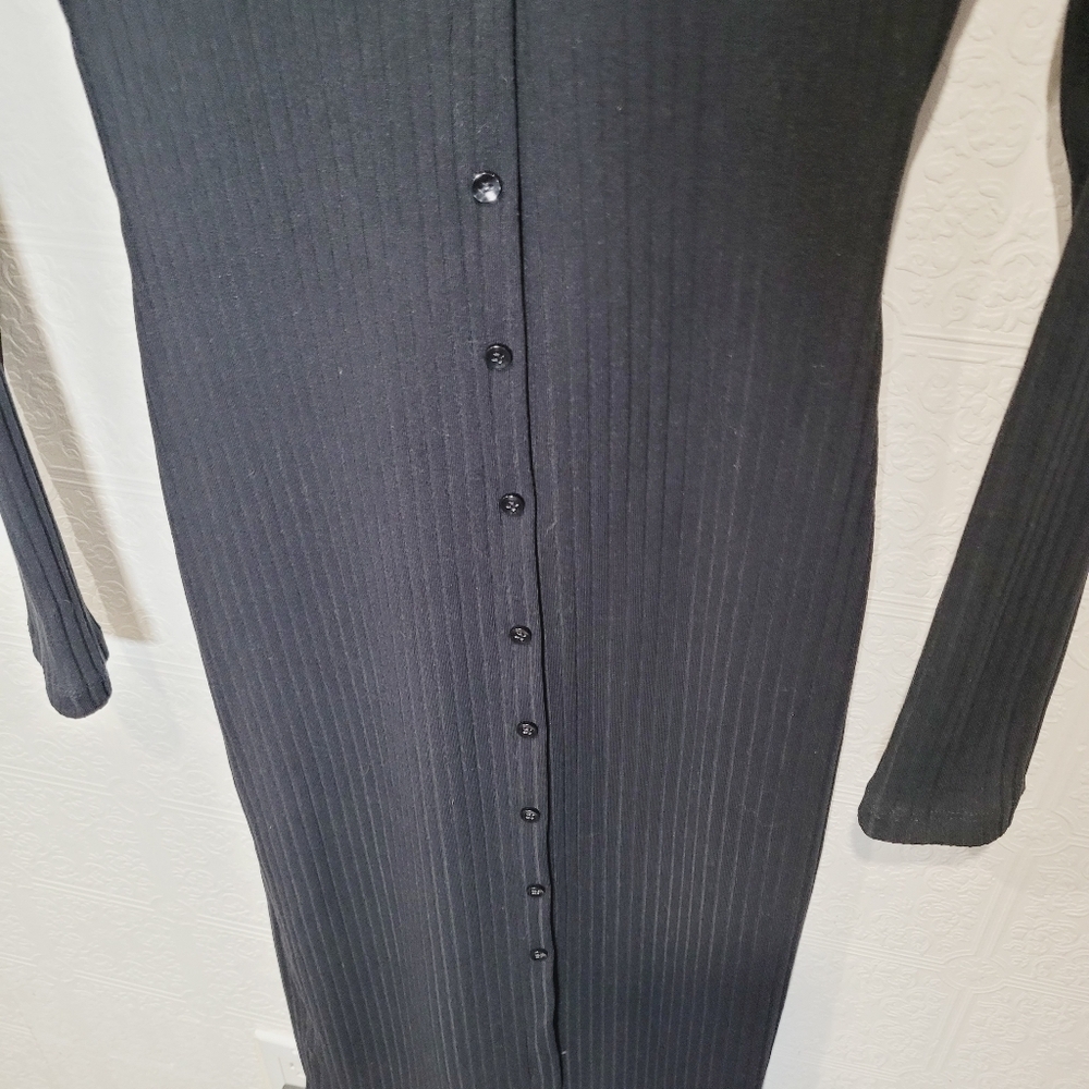 Zara Ribbed Button Down Midi Dress - Picture 4 of 6